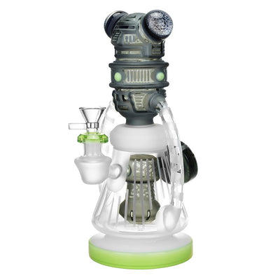 Robotic Bee Etched Glass Recycler Water Pipe - 9.5" / 14mm F / Colors Vary
