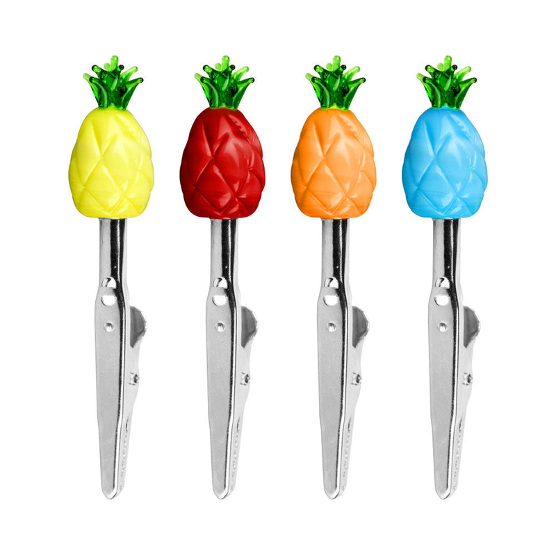 Pineapple Glass Memo Clip - 3" / Assorted Colors - 4PC SET - Headshop.com