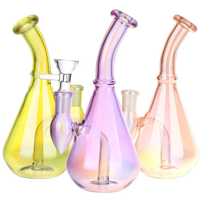 Aura Vibe Electroplated Glass Vase Water Pipe - 7" / 14mm F / Colors Vary