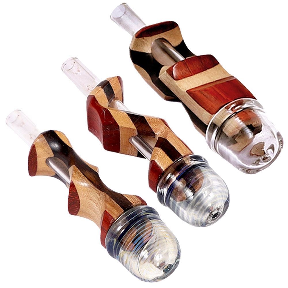 Mixed Wood 'n' Glass Hybrid Pipe | Styles Vary - Headshop.com