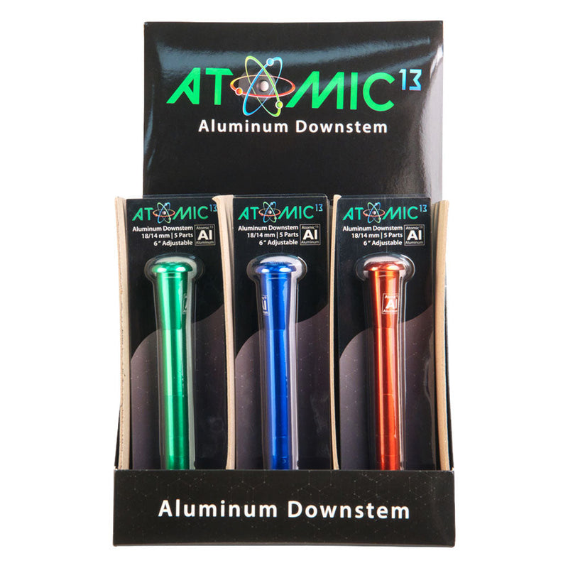 12PC DISPLAY - Atomic 13 Adjustable Aluminum Downstem - Assorted Colors - Headshop.com