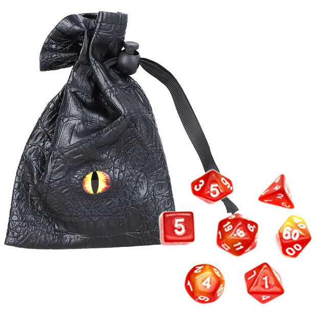 Dragon Eye Storage Pouch & Gaming Dice | 7pc Set - Headshop.com