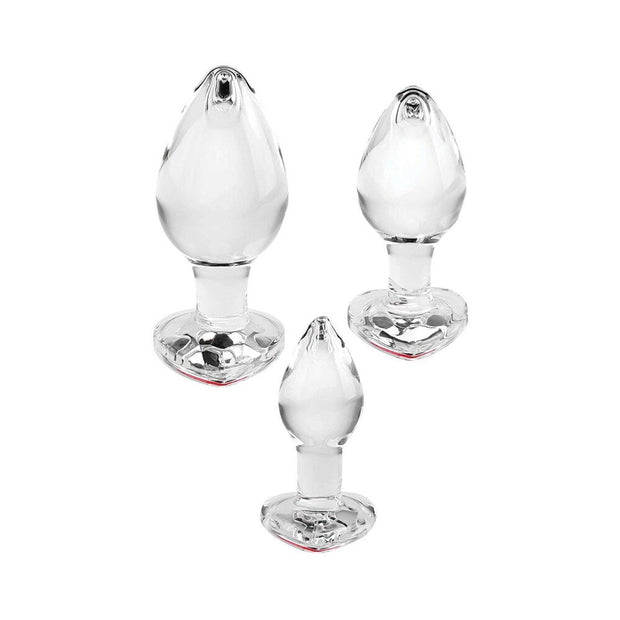 Adam & Eve Red Heart Gem Glass Plug Set - Headshop.com