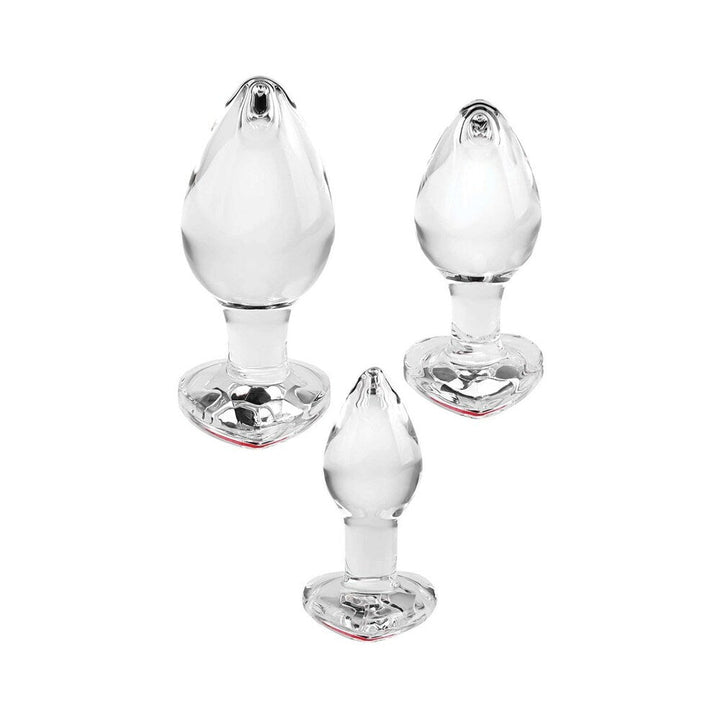Adam & Eve Red Heart Gem Glass Plug Set - Headshop.com