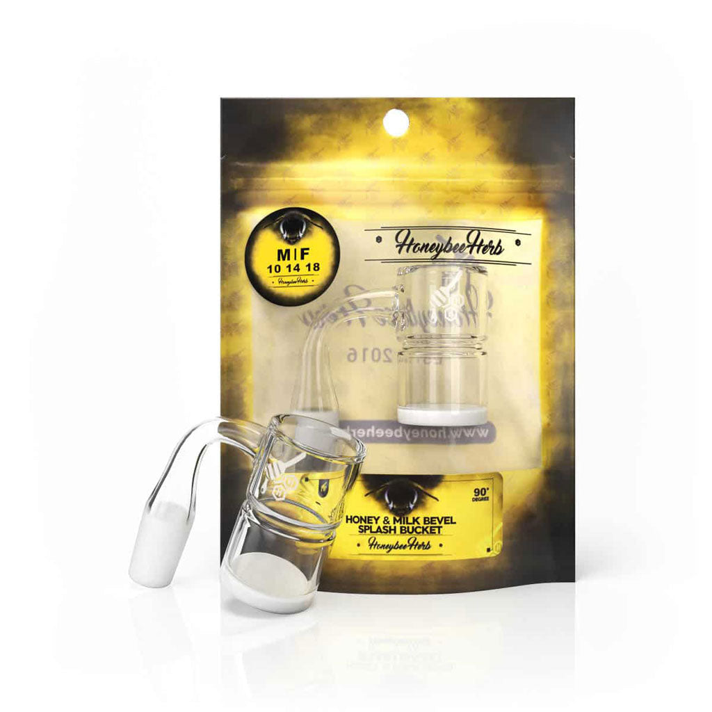 HONEY & MILK BEVEL SPLASH BUCKET QUARTZ BANGER - 90° DEGREE | YL - Headshop.com