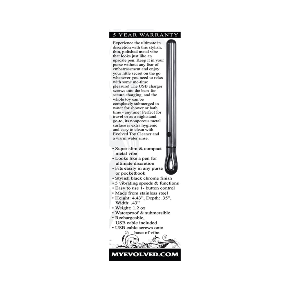 Evolved Pen Pal Rechargeable Metal Pen Vibrator Chrome - Headshop.com
