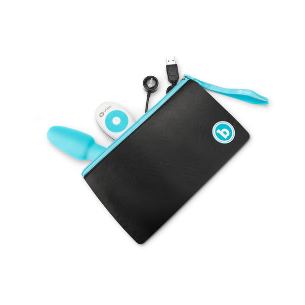 b-Vibe Rimming Petite Rotating and Vibrating Remote Control Plug Teal - Headshop.com