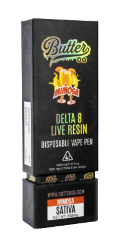 Butter OG Delta 8 Live Resin Disposable Vape 2G - Mimosa (Sativa) - Headshop.com