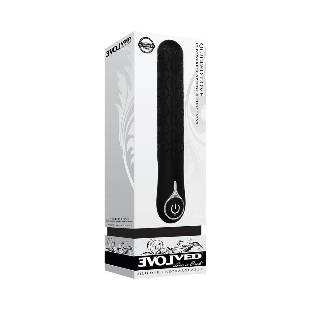 Evolved Quilted Love Rechargeable Textured Silicone Sli mline Vibrator Black - Headshop.com