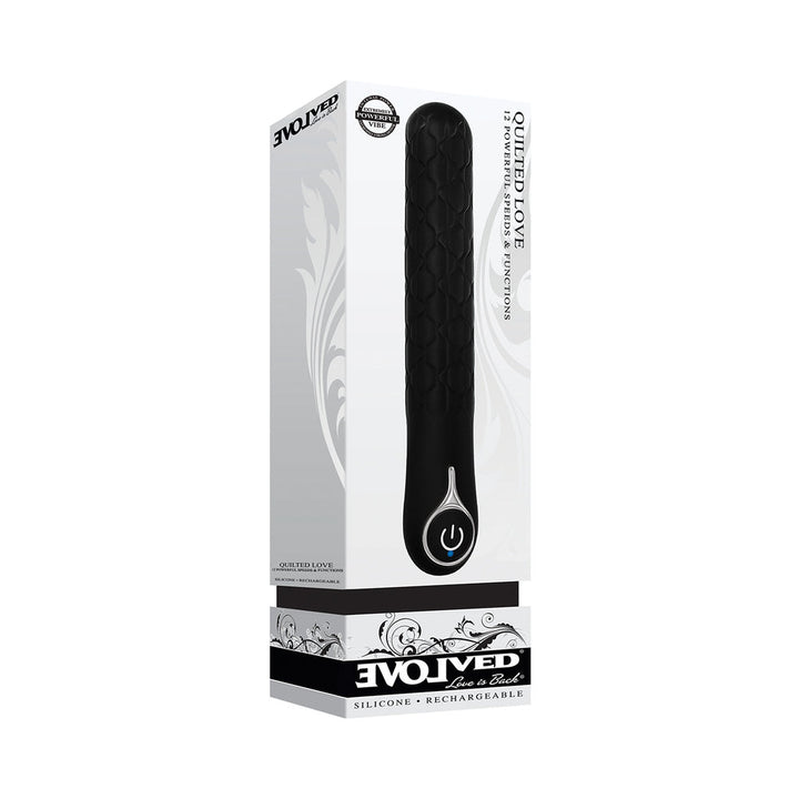 Evolved Quilted Love Rechargeable Textured Silicone Sli mline Vibrator Black - Headshop.com