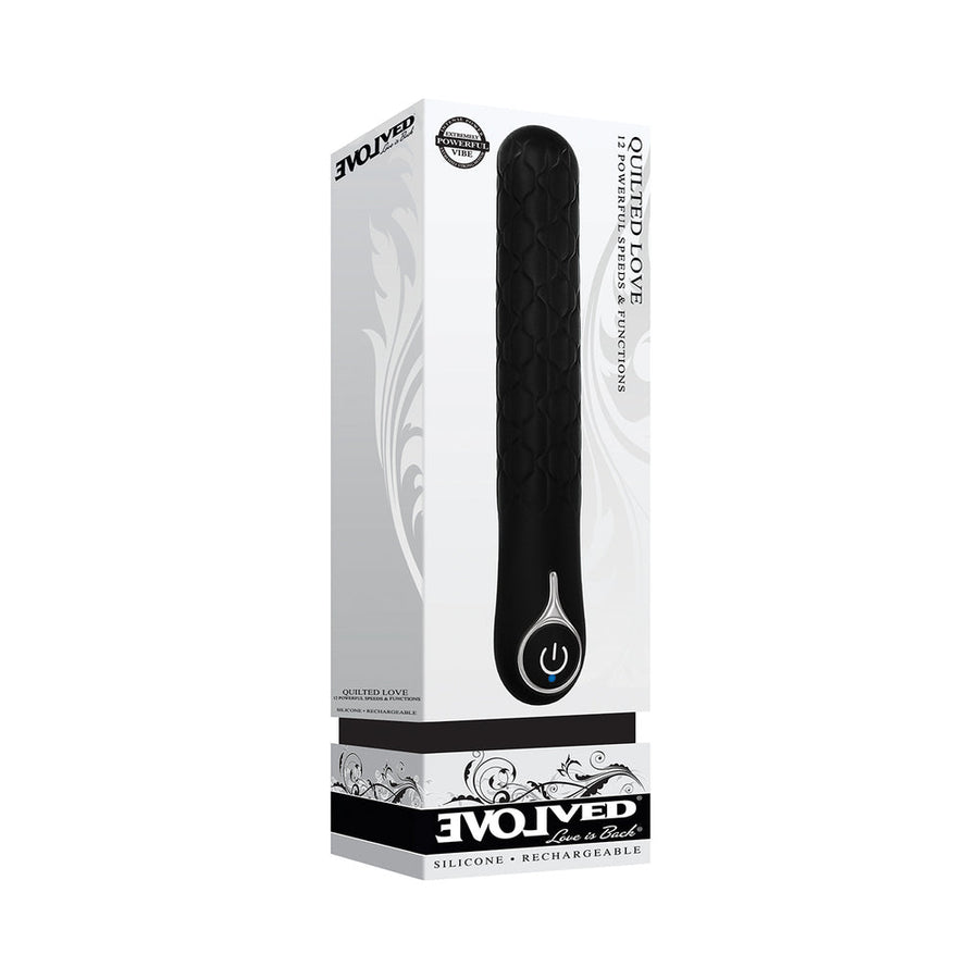 Evolved Quilted Love Rechargeable Textured Silicone Sli mline Vibrator Black - Headshop.com