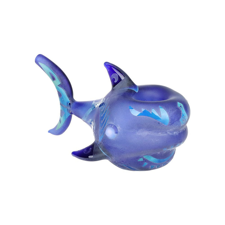 Shark Attack Sandblasted Glass Hand Pipe - 5" / Colors Vary - Headshop.com