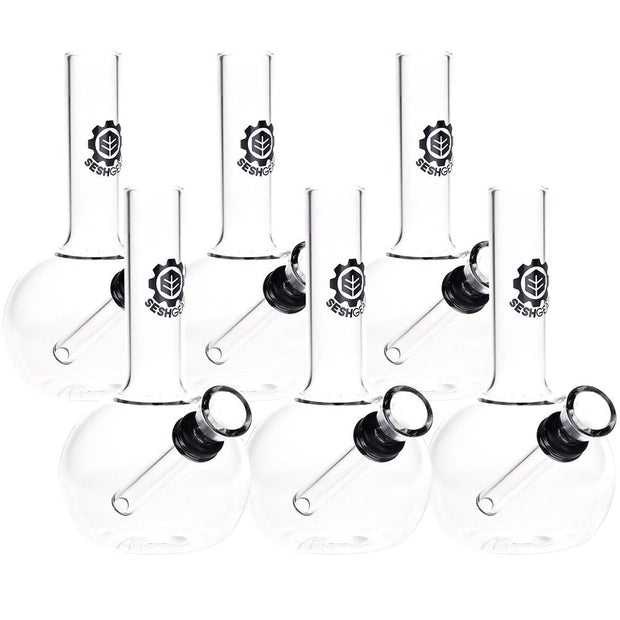 6CT BUNDLE - SeshGear Round Glass Water Pipe - 5" / Clear