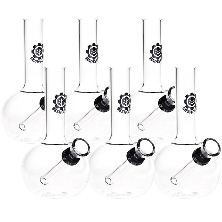 6CT BUNDLE - SeshGear Round Glass Water Pipe - 5" / Clear