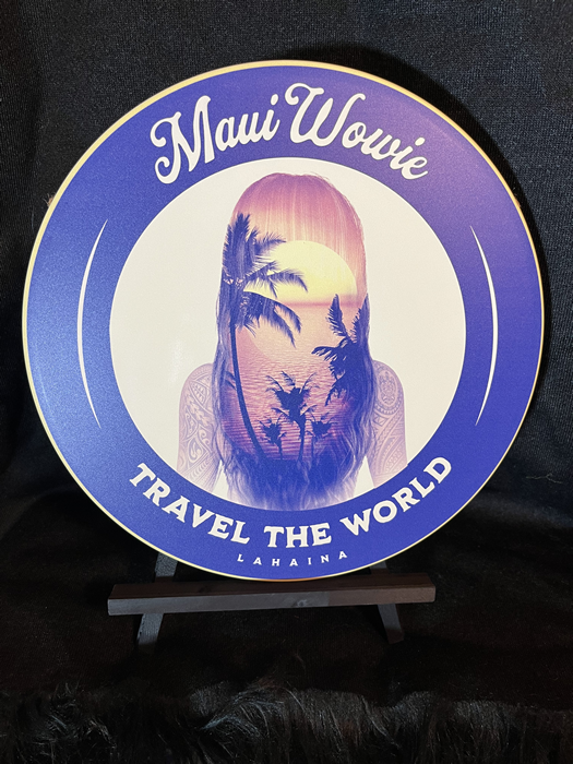 Maui Waui Pinup 30 cm x 30 cm Round Aluminum Sign - Headshop.com