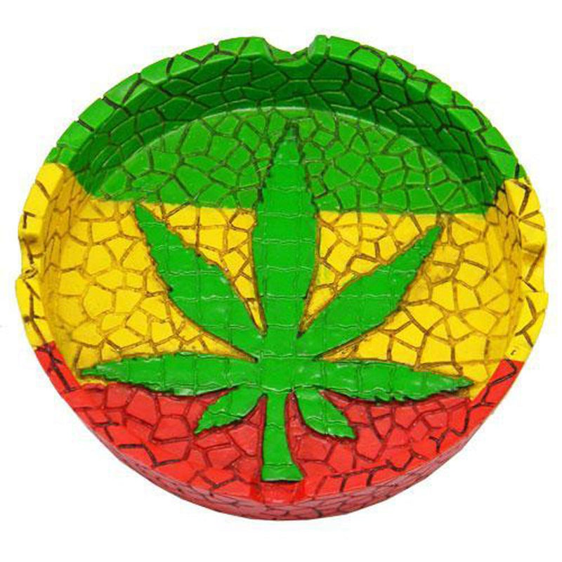 Rasta Leaf Round Ashtrays - Headshop.com