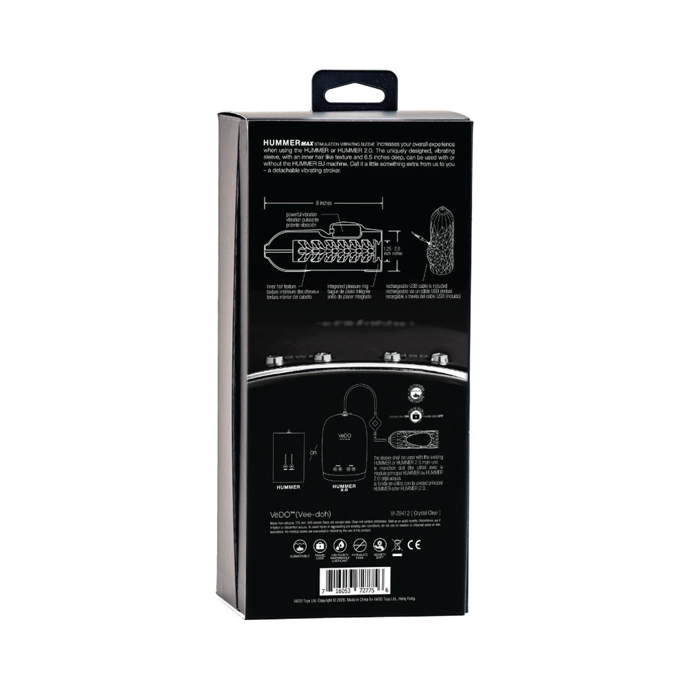 VeDO Hummer 2.0 Rechargeable Vibrating Sleeve Black Pearl - Headshop.com