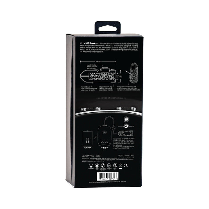 VeDO Hummer 2.0 Rechargeable Vibrating Sleeve Black Pearl - Headshop.com