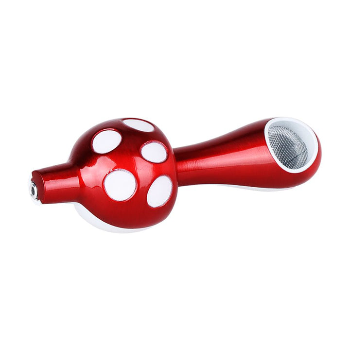 12CT DISPLAY - Spotted Mushroom Metal Hand Pipe  - 3.75"