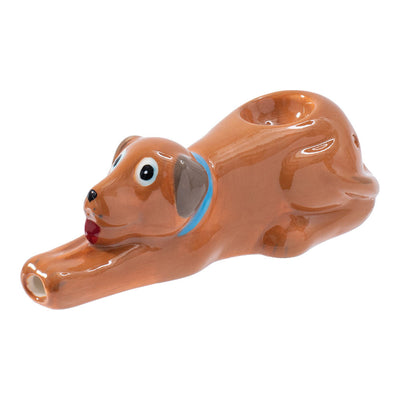 Wacky Bowlz Brown Dog Ceramic Pipe - 4.5" - Headshop.com