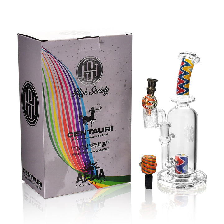 High Society | Centauri Premium Wig Wag Hybrid Pipe (White Rainbow) - Headshop.com