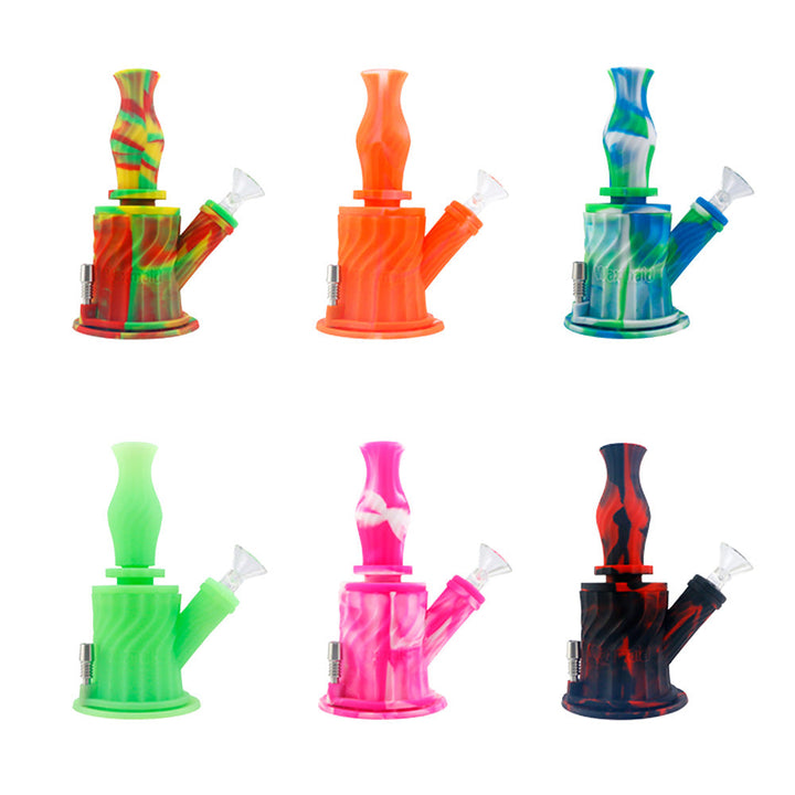 3 in 1 Silicone Water Pipe - 7" / 14mm F / Colors Vary - Headshop.com