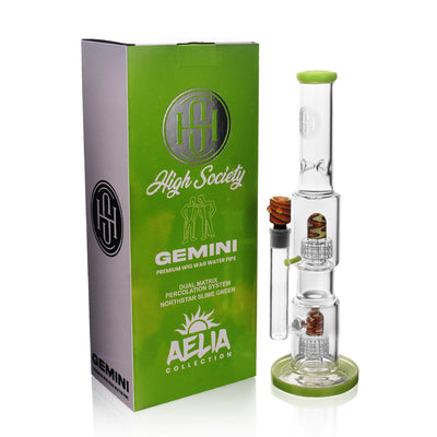 High Society | Gemini Premium Wig Wag Waterpipe (Green) - Headshop.com