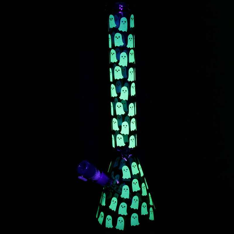Ghostly Glow Beaker Water Pipe - 18" / 14mm F / Colors Vary - Headshop.com