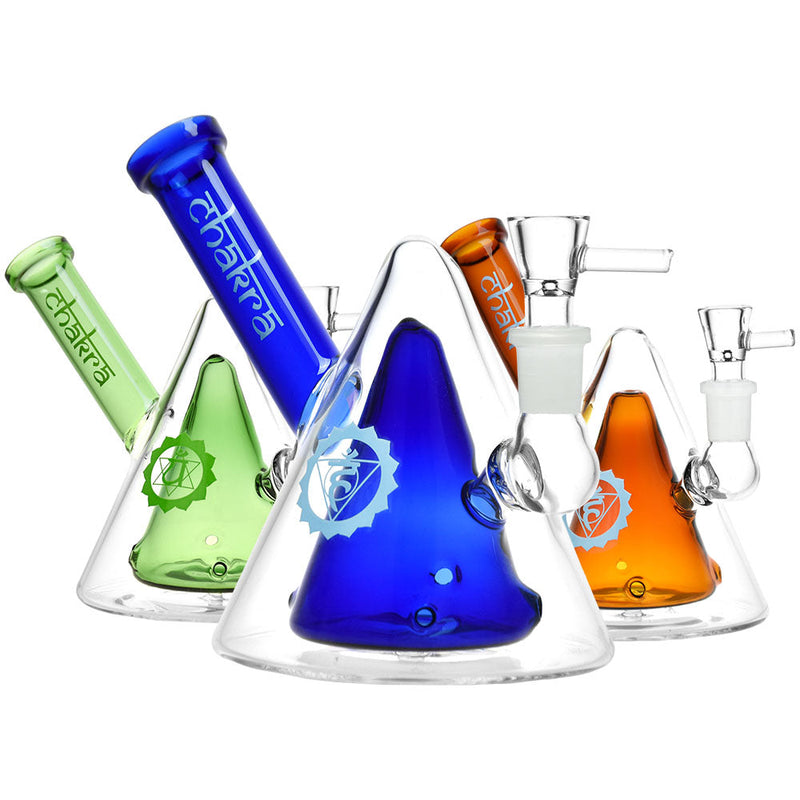 Nested Cones Chakra Glass Water Pipe - 5.5" / Colors Vary - Headshop.com