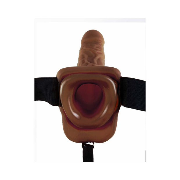 Fetish Fantasy Series 9 in. Vibrating Hollow Strap-On with Balls Brown/Black - Headshop.com