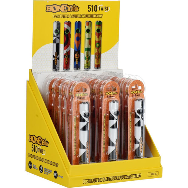 HoneyStick 510 Twist Design Series Battery - 650mAh 15ct - Headshop.com