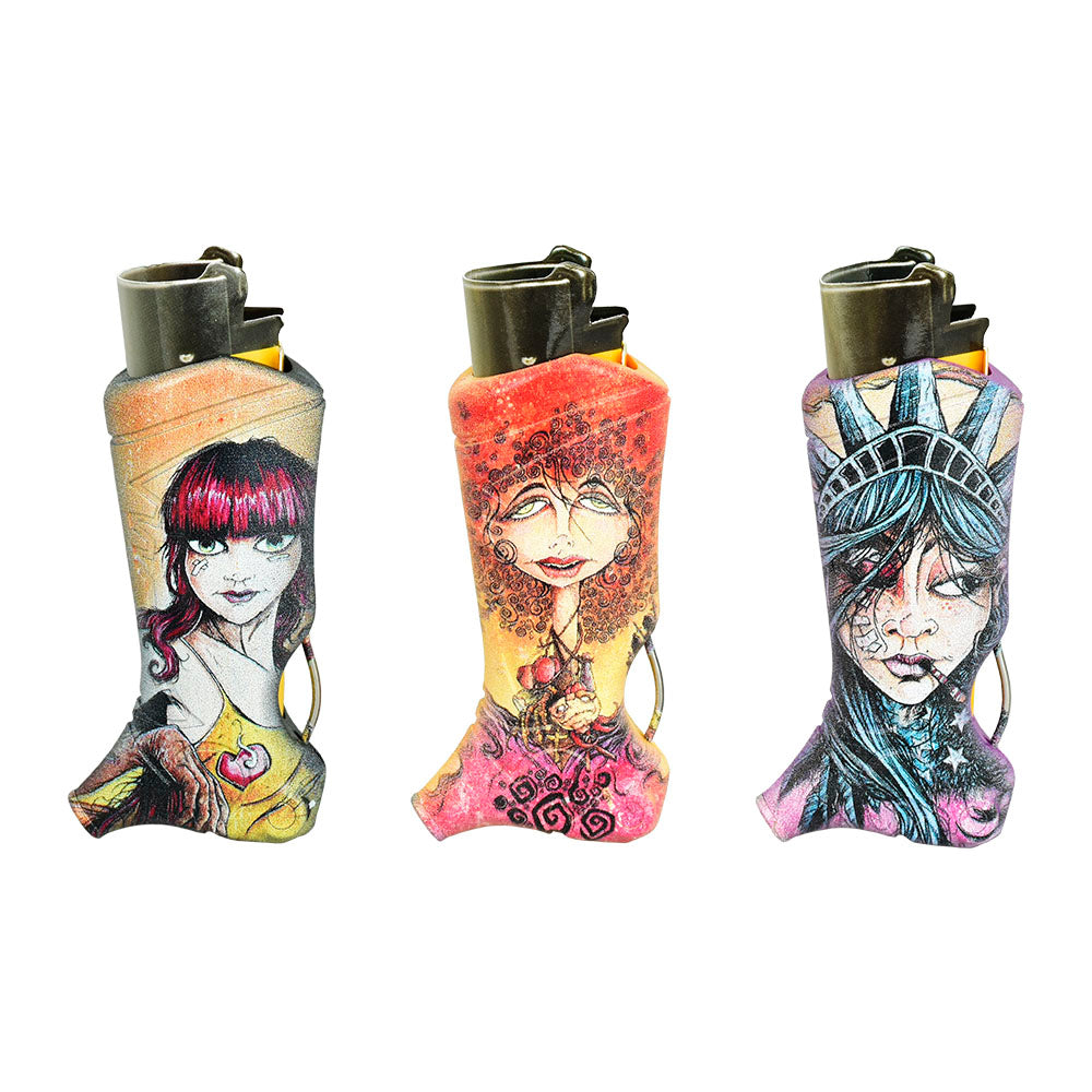 25PC DISP- Toker Poker Lighter Sleeve- Clipper/Lady Liberty/Asst - Headshop.com