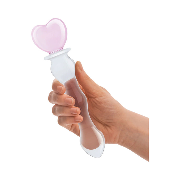 Glas 8 in. Sweetheart Glass Dildo with Pink Heart-Shaped Handle - Headshop.com