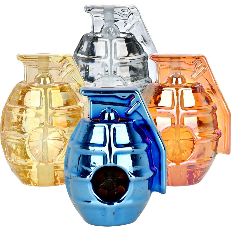 Grenade Electroplated Glass Hand Pipe - 3" / 3ct - Headshop.com