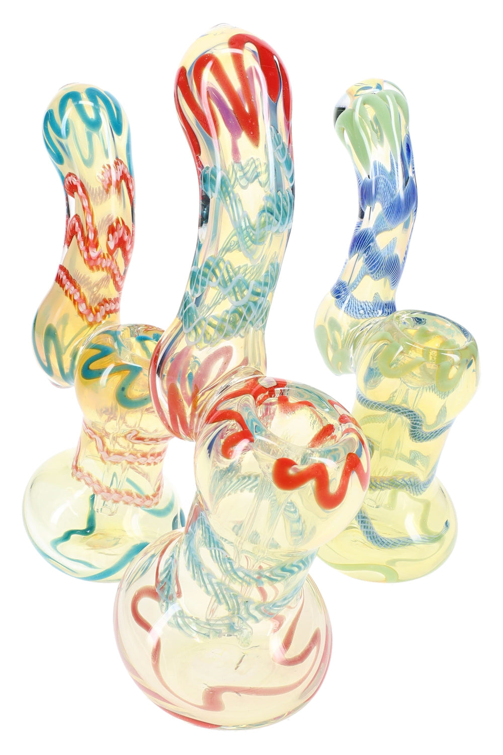 Color-Changing Striped Glass Sherlock Bubbler “Stripe Shift” – 5½″ – Assorted Colors - Headshop.com