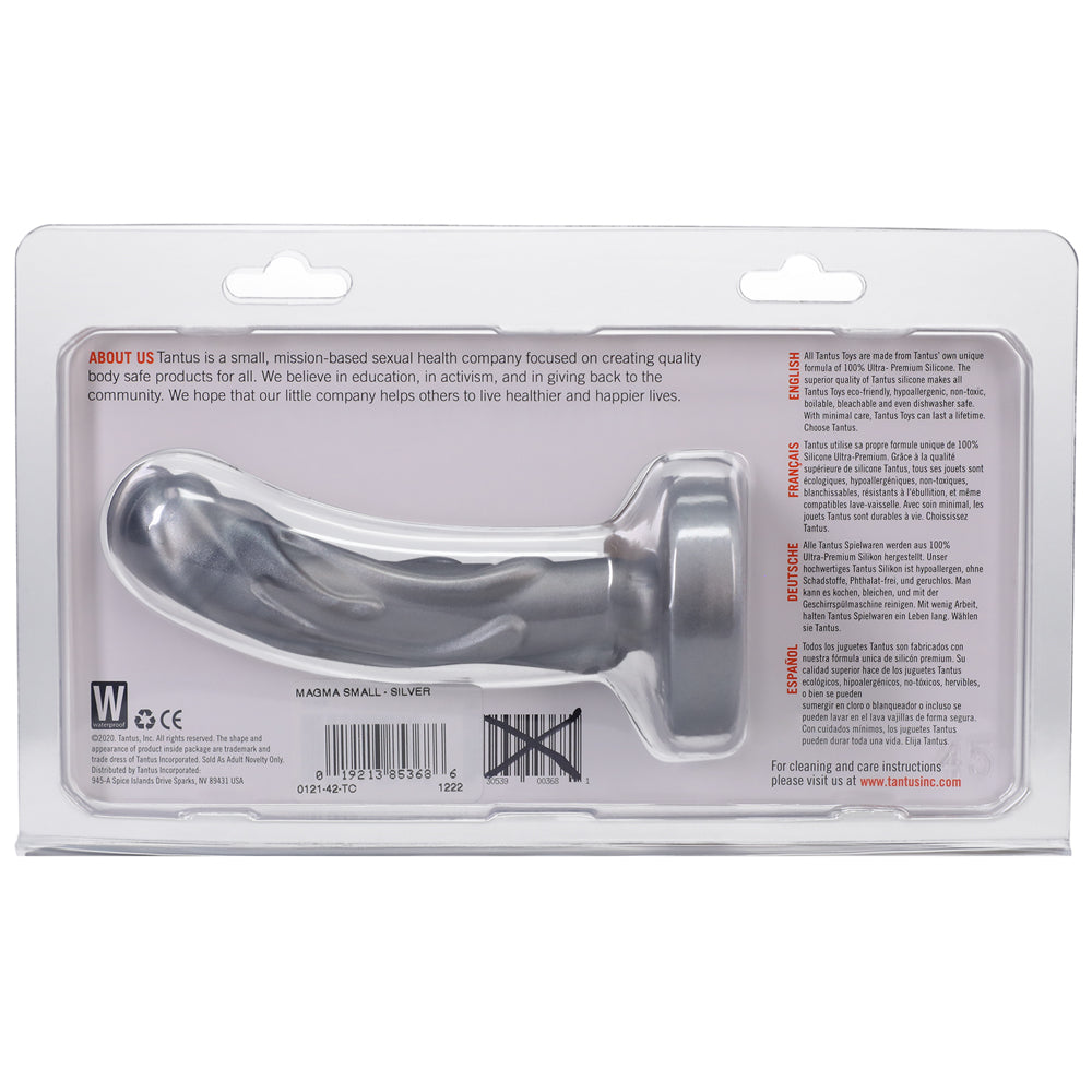 Tantus Mini Magma 5 in. Fantasy Dildo Firm Silver - Headshop.com