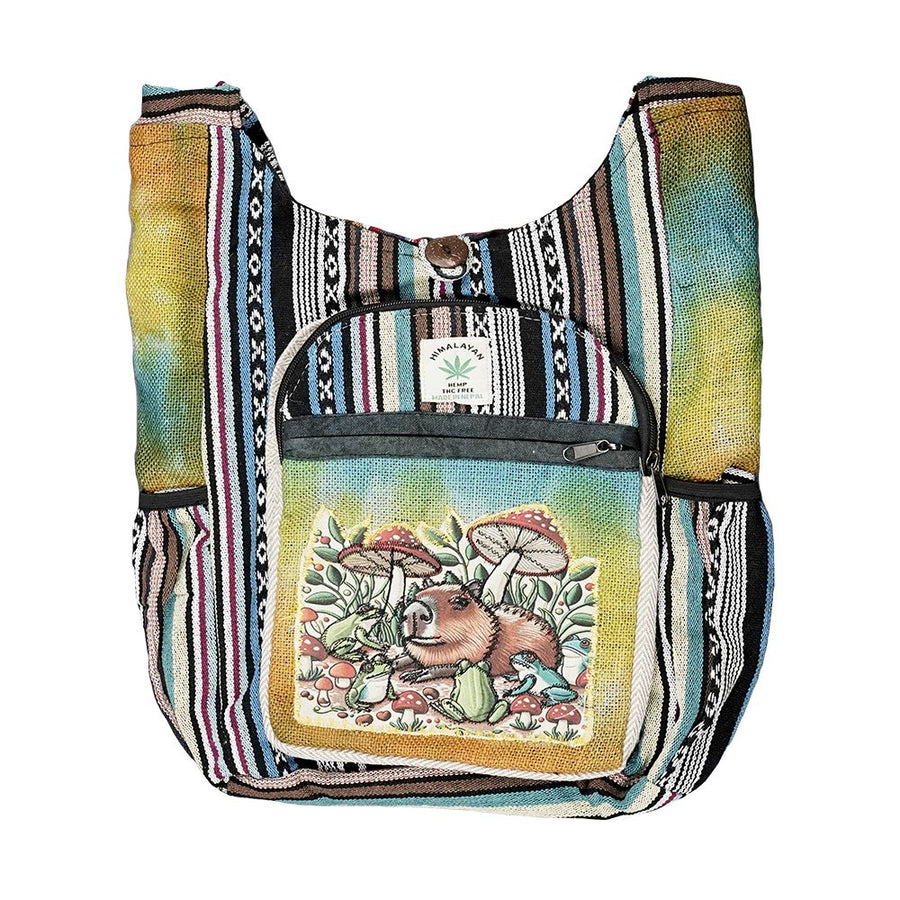 Threadheads Himalayan Hemp Capybara Patchwork Shoulder Bag - 15" x 14" - Headshop.com