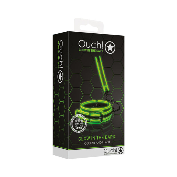 Ouch! Glow in the Dark Collar and Leash Set Neon Green - Headshop.com