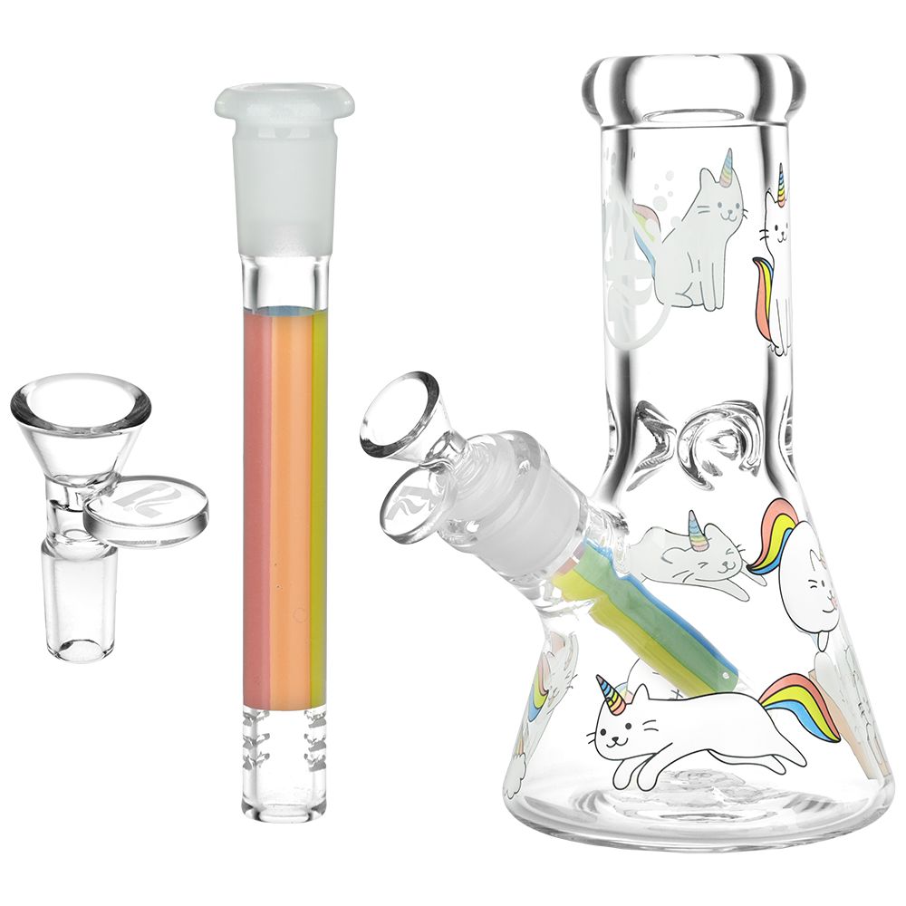 Pulsar Caticorns Design Glass Beaker Water Pipe - 8" / 14mm F - Headshop.com