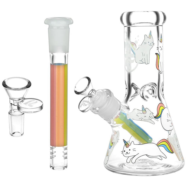 Pulsar Caticorns Design Glass Beaker Water Pipe - 8" / 14mm F - Headshop.com