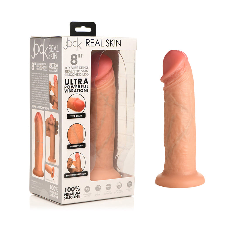 Jock Real Skin Vibrating Silicone Dildo 8 in. Light - Headshop.com