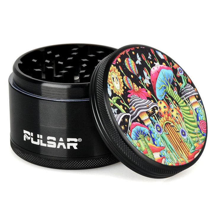 Pulsar Artist Series Metal Grinder - Garden of Cosmic Delights / 4pc / 2.5" - Headshop.com