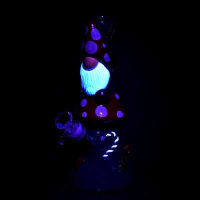 Mushroom Gnome Glass & Enamel Water Pipe - 9.5" / 14mm F - Headshop.com