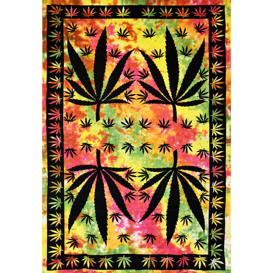 ThreadHeads Tie-Dye Hemp Leaf Tapestry - Headshop.com