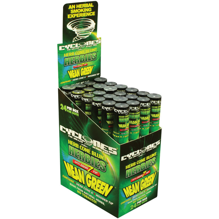 24pc Display - Cyclones Herbies Mean Green Pre-Rolled Cones - Headshop.com