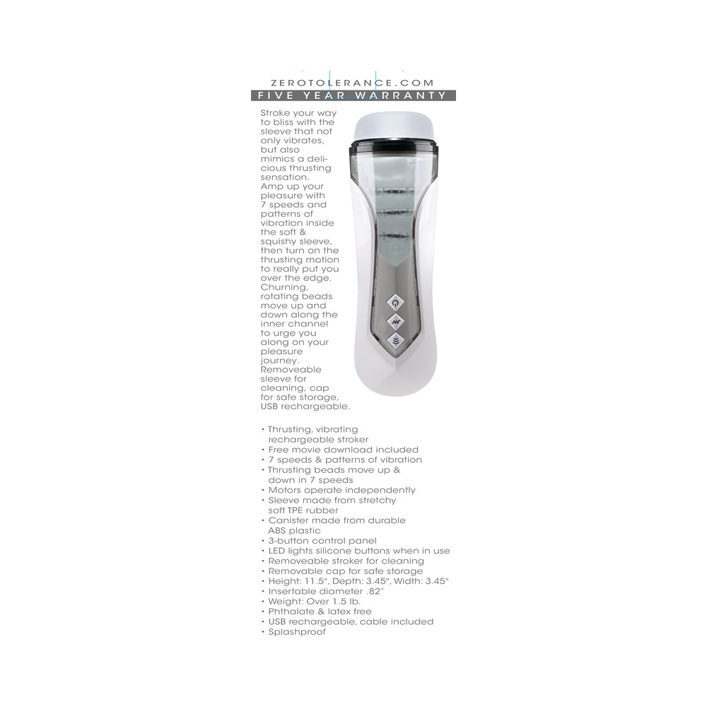 Zero Tolerance Stroking Buddy Rechargeable Vibrating Stroker White - Headshop.com