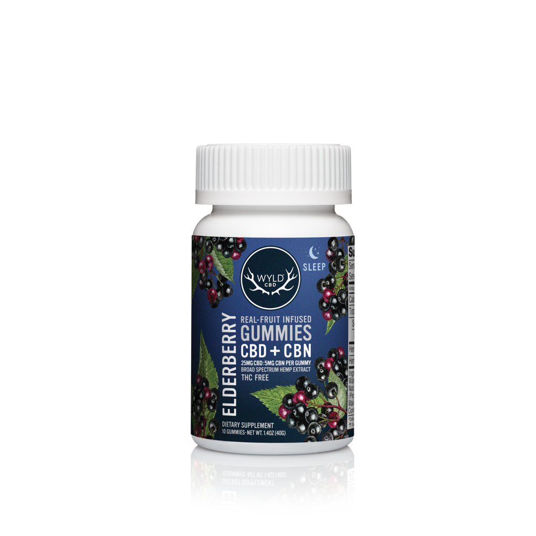WYLD CBD Real Fruit Infused CBD + CBN Sleep Elderberry Gummies - Headshop.com