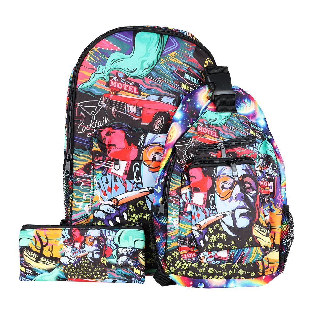 Colorful Designs Backpack & Zipper Pouch 3-Piece Set - 11"x17"