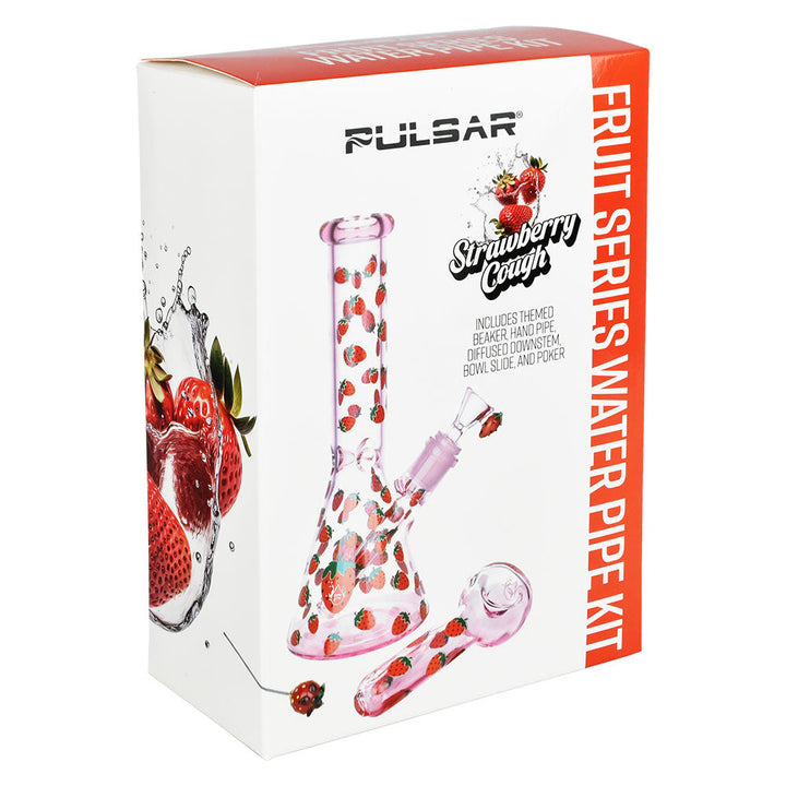 Pulsar Fruit Series Strawberry Cough Herb Pipe Glow Duo - 10" / 14mm F - Headshop.com