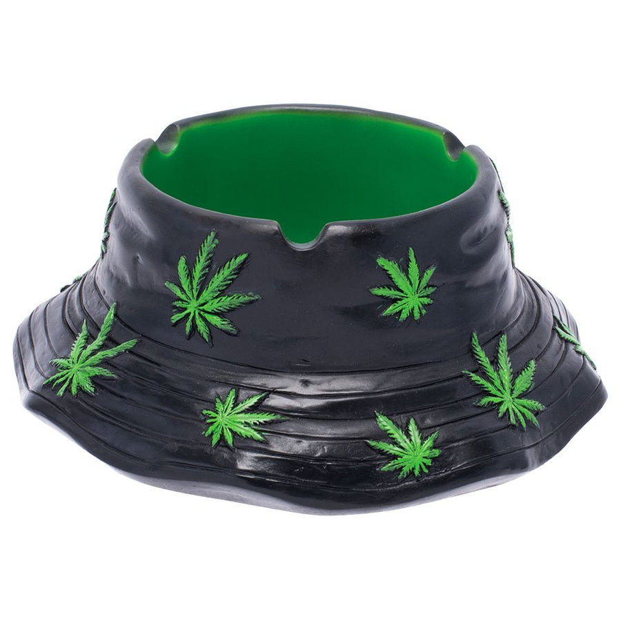 Fujima Black & Green Leaf Bucket Hat Ashtray - 5.75" - Headshop.com